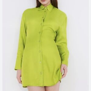 NWT Zara Satin Effect Shirt Dress with Back Cutout